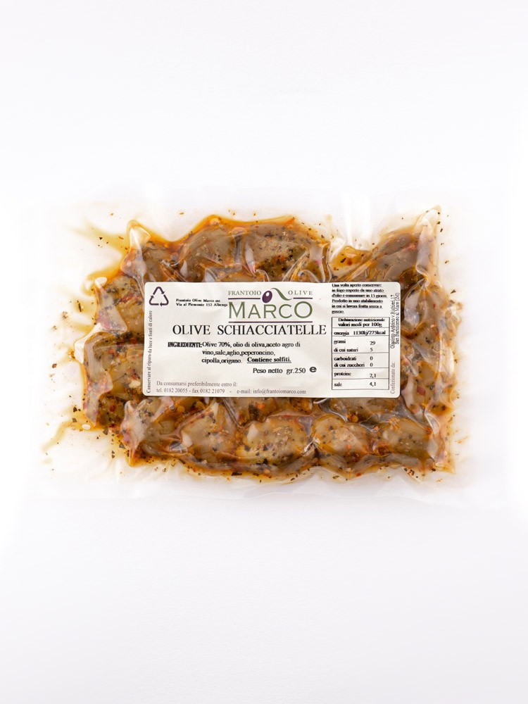 Olive schiacciatelle in busta 250 g